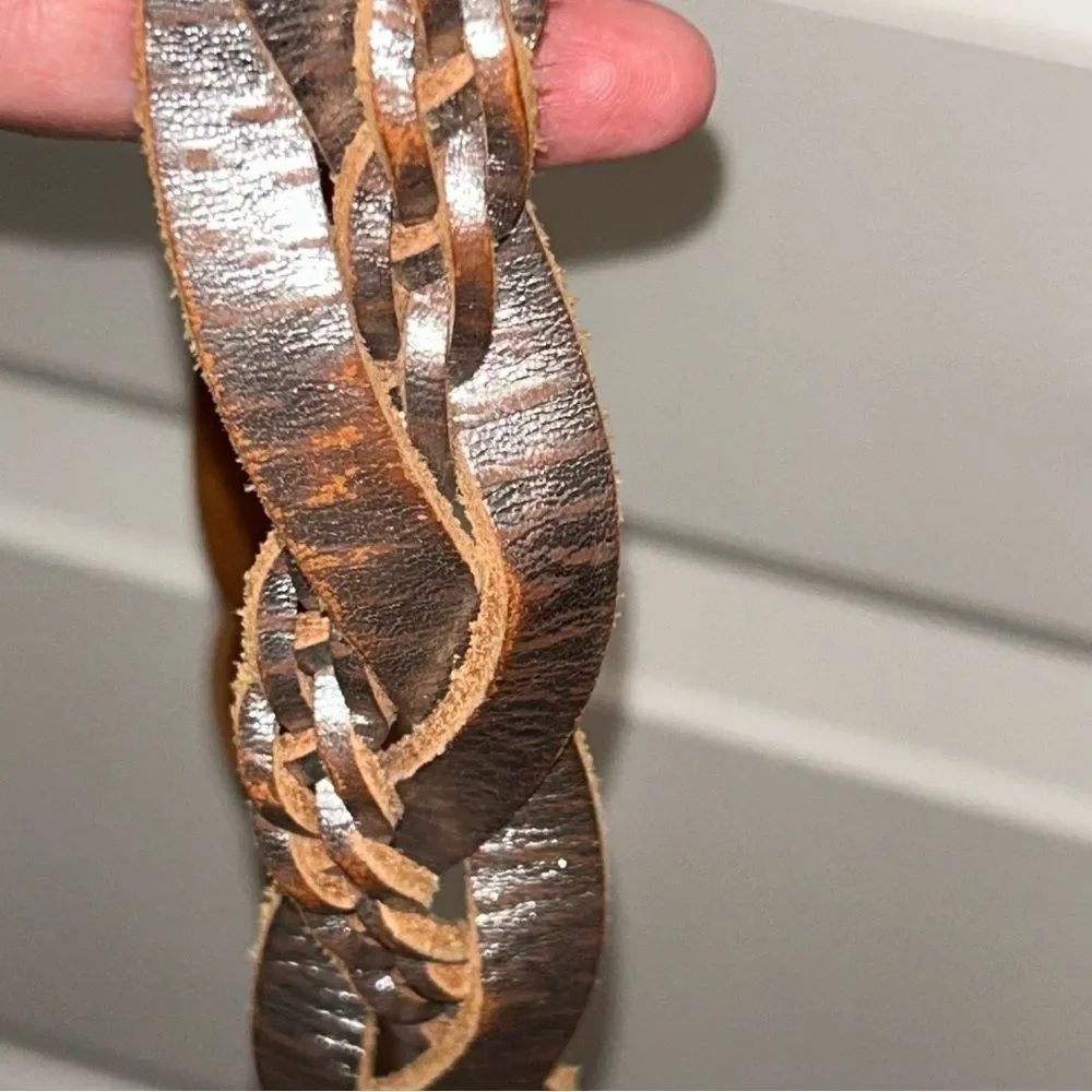 Fossil?Distressed Woven Braided Metallic Statement Belt